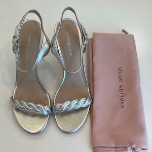 New Stuart Weitzman Silver Women's Sandals. Size 8. Dust bag included.